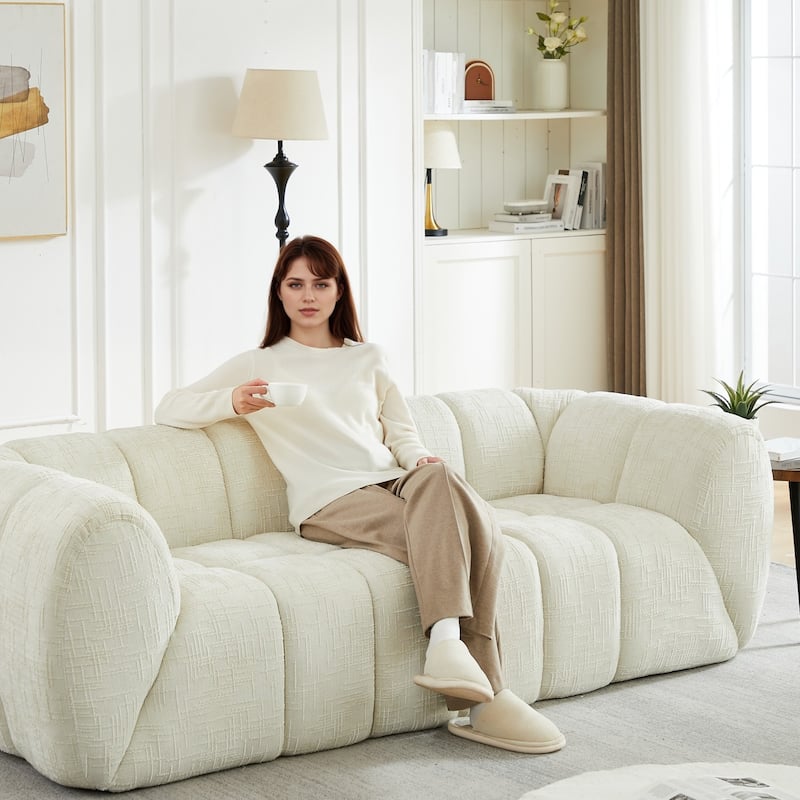 86.5" 3-Seater Chenille Pure Foam Sofa