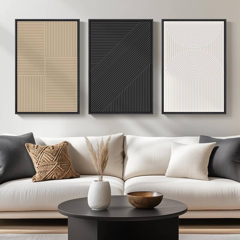 Modern Neutral Minimalist Canvas Paintings Wall Decor - 16 x 24