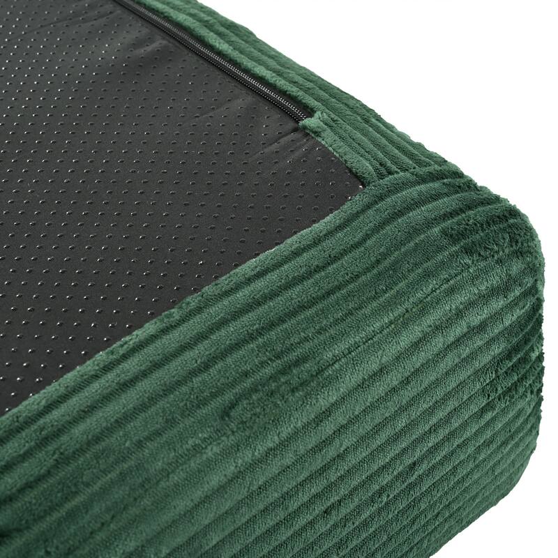 Green Corduroy Polyester L-Shaped Modular Sofa Bed, 115"x79"x30", 162 lbs
