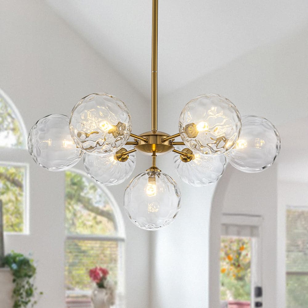 Contemporary 7-Light Clear Textured Glass Sputnik Chandelier - 25.2 in
