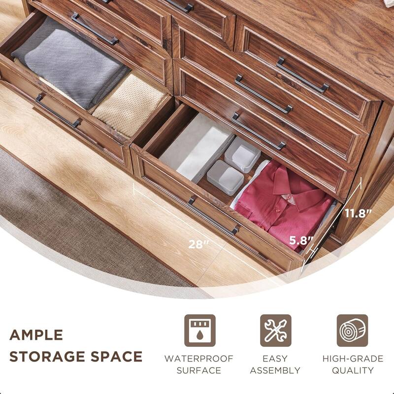 Farmhouse 9 Drawers Dresser Chests for Bedroom, Wood Chest of Drawers