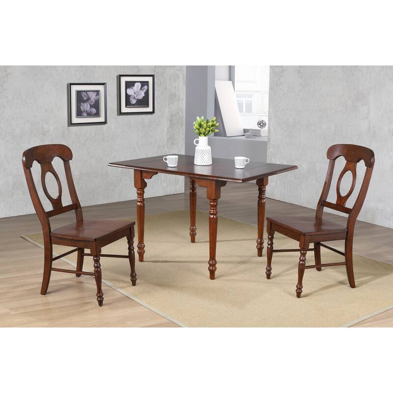 Rectangular Dining Set - 3 Piece Expandable Table & Chairs - 34-48" Wood Dining Room Set