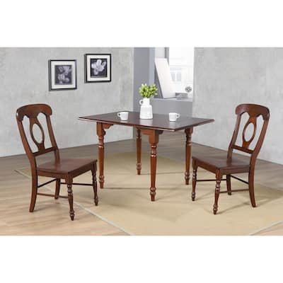 Rectangular Dining Set - 3 Piece Expandable Table & Chairs - 34-48" Wood Dining Room Set