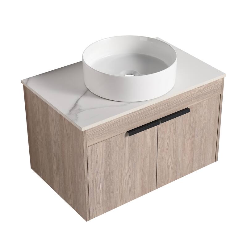 Compact 24-Inch Bathroom Vanity Cabinet with Premium Hardwood Construction, No Ceramic Basin