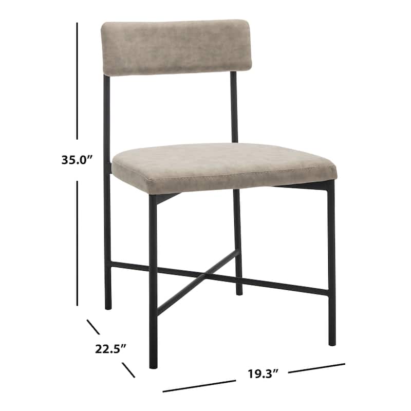 SAFAVIEH Lulah Modern Faux Leather Dining Chair (Set of 2) - 19.3" W x 22.5" L x 35" H - 19Wx23Dx35H
