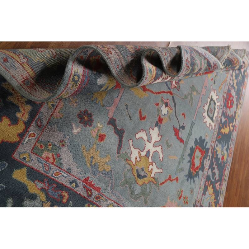 Indian Oushak Oriental Area Rug Hand-Knotted Wool Carpet - 8'2"x 9'9"