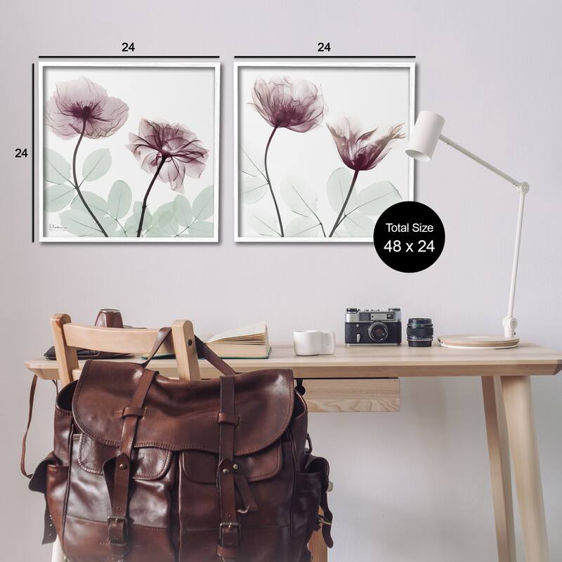 Stupell Delicate Mauve Flowers Framed Giclee Art Design By Albert Koetsier (Set of 2)