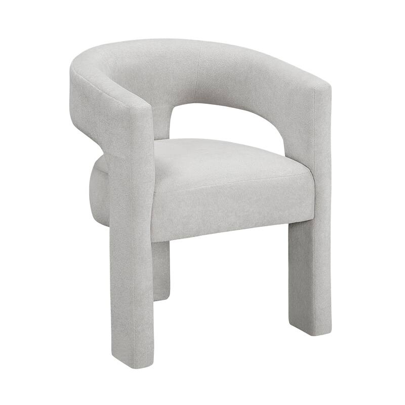 Modern Luxury Dining Furniture Elegant Side Chairs Set of 2 Light Gray Soft Boucle Fabric Plush Upholstery Comfortable
