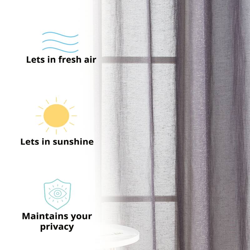 HLC.me Sierra Burlap Flax Linen Semi Sheer Light Filtering Transparent Window Grommet Thick Curtains Panels - Set of 2