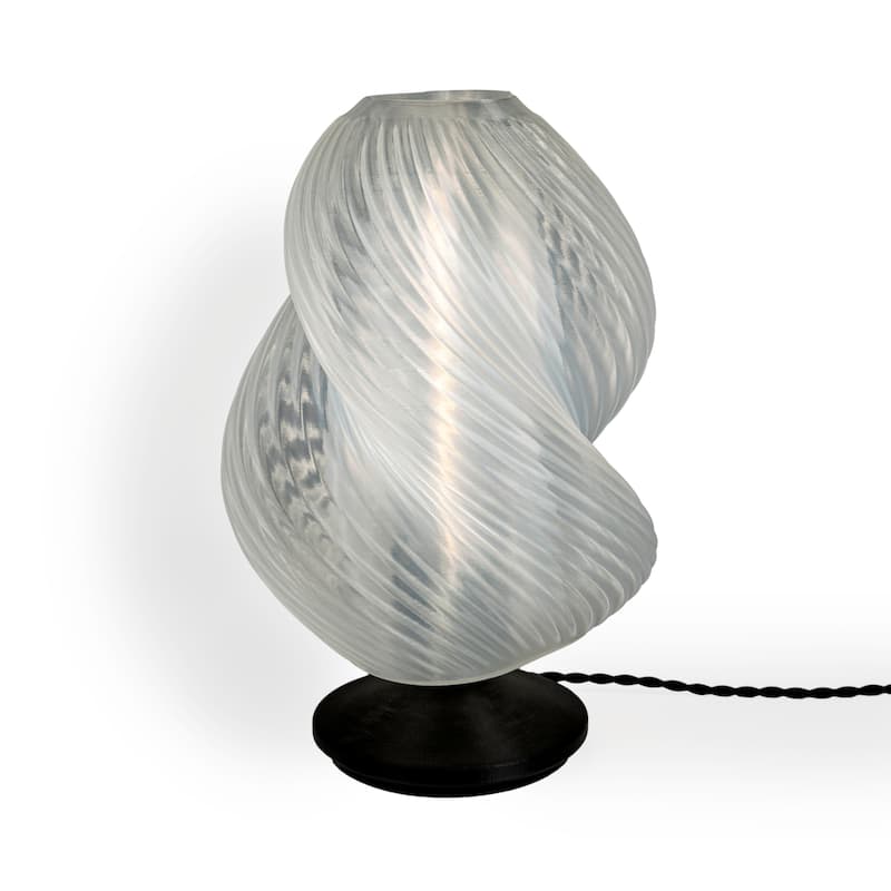 Vega 13.5" Mid-Century Coastal Plant-Based PLA 3D Printed Dimmable LED Table Lamp, by JONATHAN Y - Light Smoke/Black