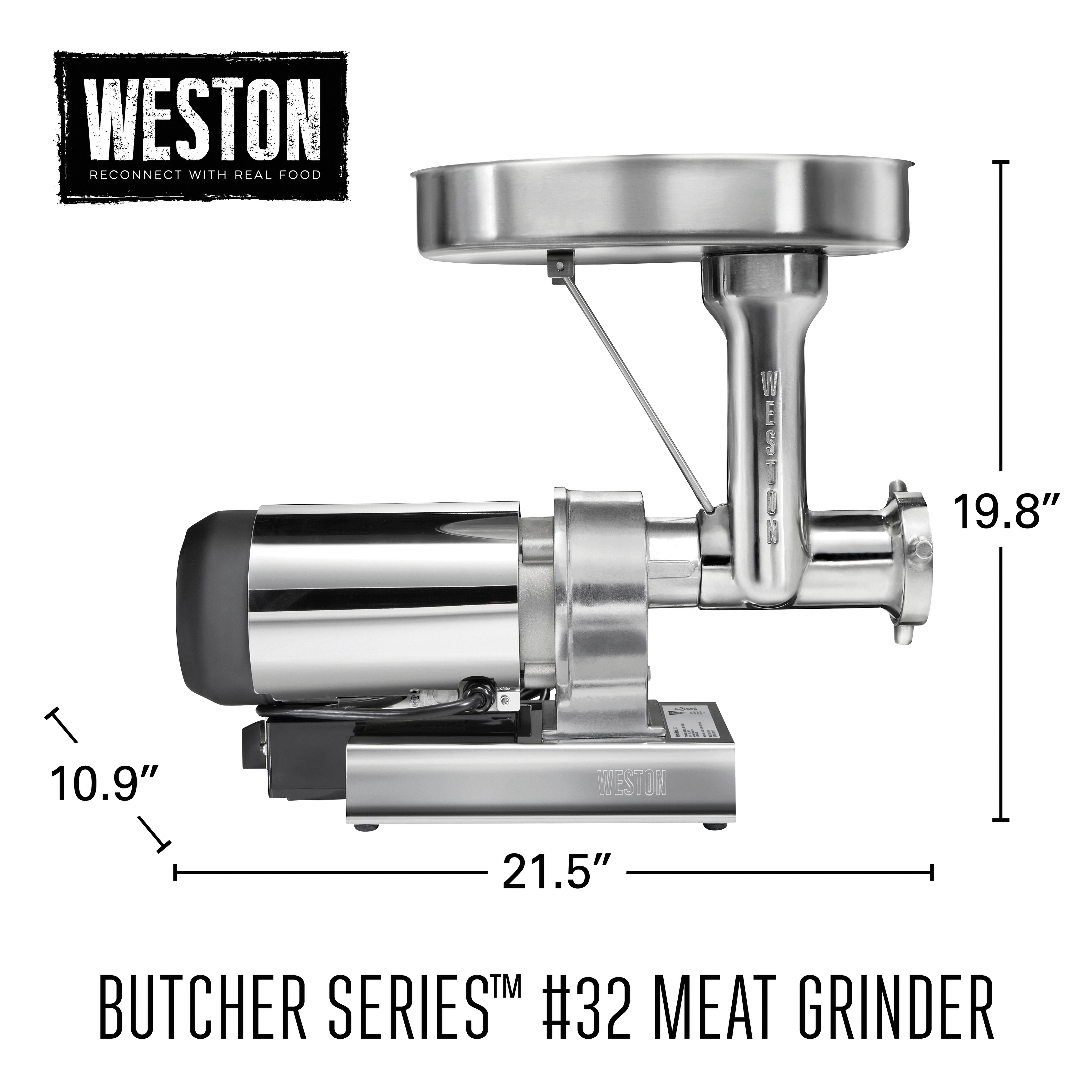 Weston Butcher Series 32 Commercial Grade Meat Grinder 1.5 HP