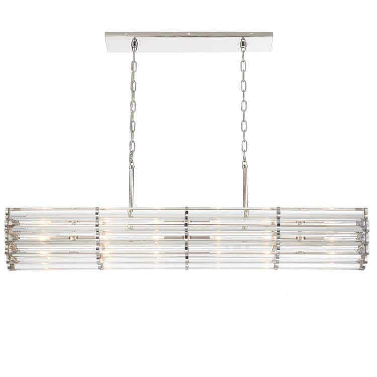 Libby Langdon for Crystorama Elliot 6 Light Polished Nickel Linear Chandelier - 48'' W x 6.79'' H x 11'' D - 48'' W x 6.79'' H x 11'' D