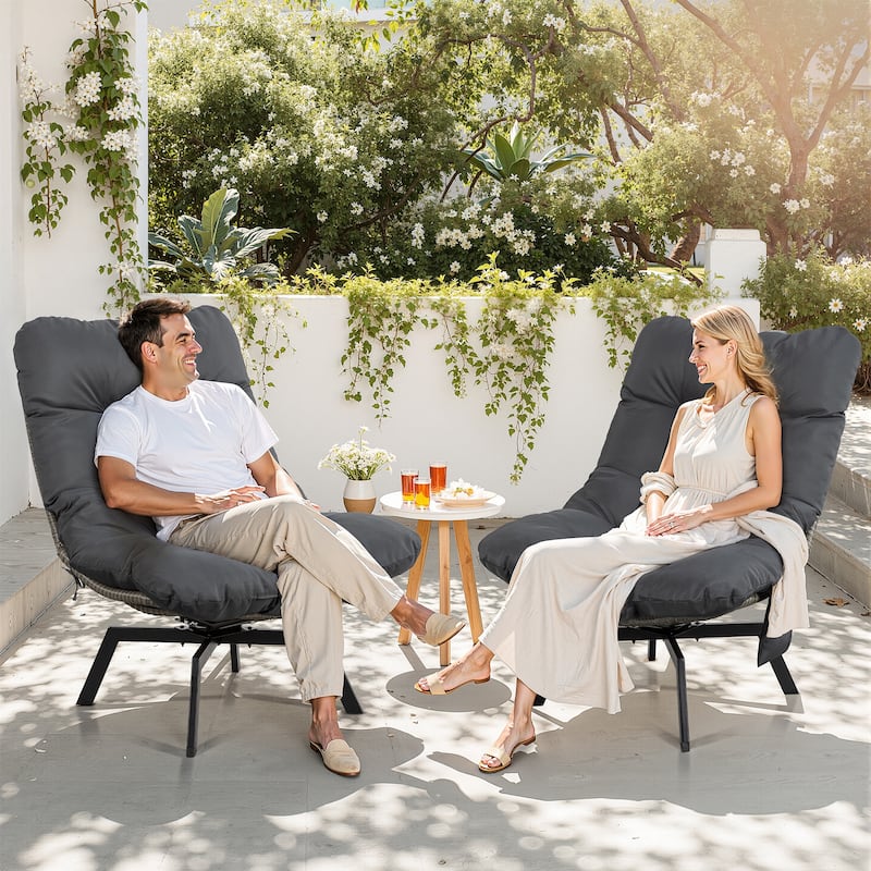 Outdoor Wicker Swivel Chair,Nature Rattan Patio Rotating Chair with Cushion