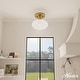 preview thumbnail 2 of 4, Hunter + Jasmine Roth Getty Luxe Gold Cased White Glass 1-Light Flush Mount Ceiling Light - Transitional, Modern