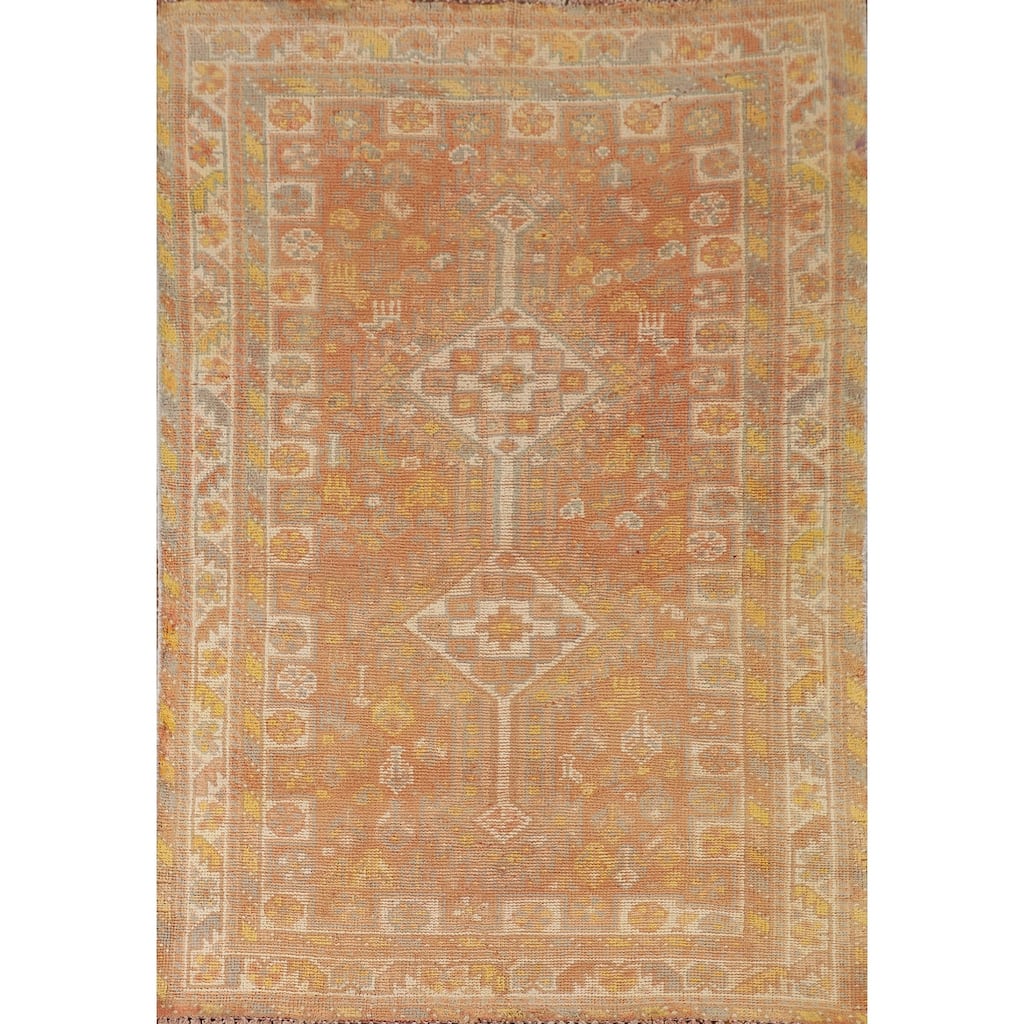 Tribal Geometric Shiraz Persian Vintage Area Rug Handmade Wool Carpet - 3'10"x 6'0"