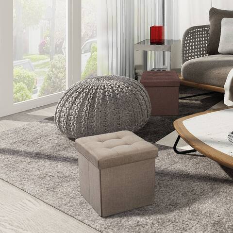 17.5" Wide Tufted Square Ottoman with Storage