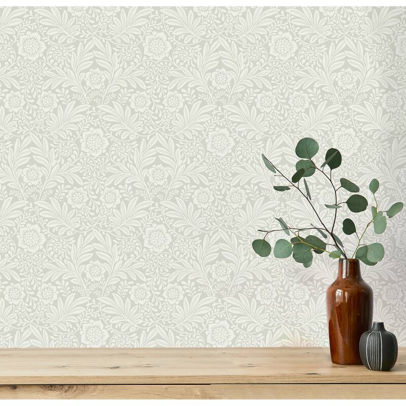 Fine Decor Camille Light Grey Damask Wallpaper