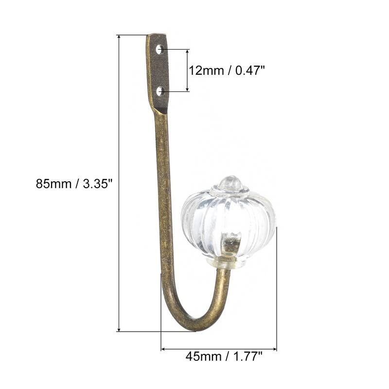 Wall Hooks, 2Pcs - Zinc Alloy Single Prong Acrylic Curtain Holdbacks - Bronze