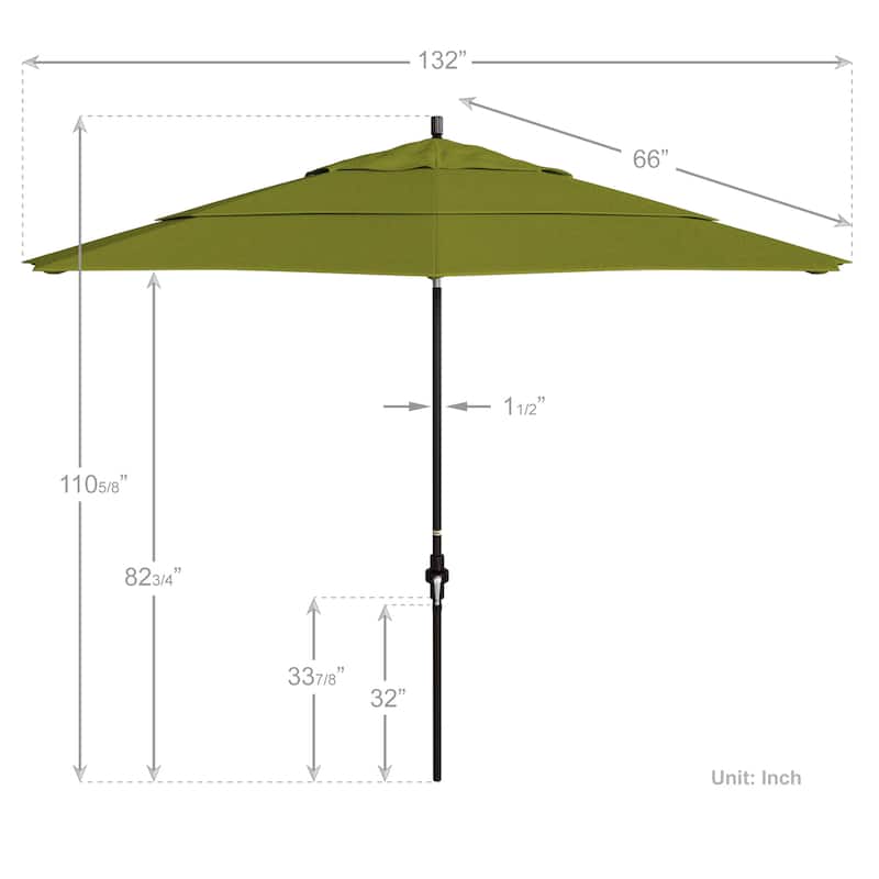 California Umbrella 11' Sun Master Patio Umbrella Bronze Aluminum Pole Fiberglass Ribs Crank Lift Collar Tilt Pacifica Capri