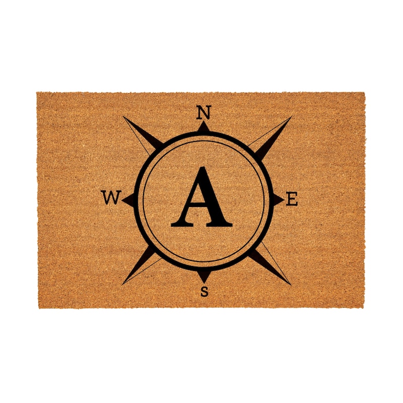 Coastal Coir Mat Compass Monogram 36"x24" - Letter A
