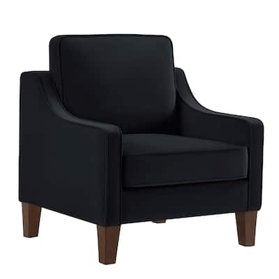 Modern Armchair, Single Seat Sofa Chair with Wooden Legs, Upholstered Velvet Accent Chair for Living Room, Bedroom