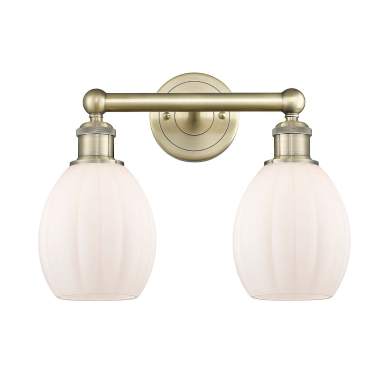 Innovations Lighting 616-2W-13-15 Eaton Vanity Eaton 2 Light 15" Wide - Antique Brass / Matte White