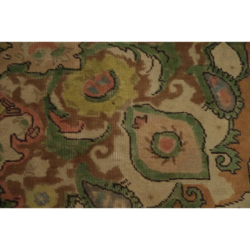 Hand Knotted Oriental 100% Wool Carpet Traditional Floral Oranges & Rust Tabriz Area Rug - 12' 10'' X 9' 9''