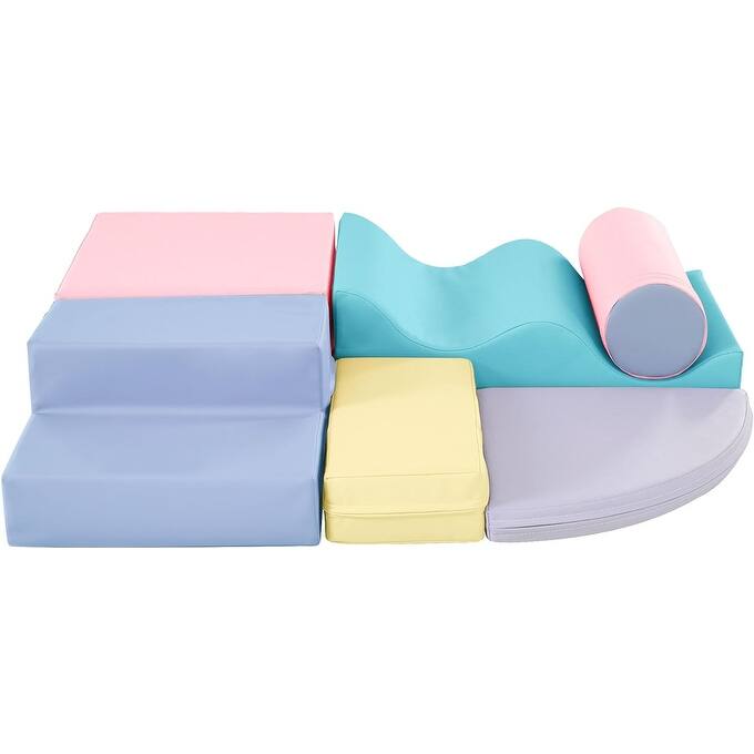 Foam Climbing Blocks for Toddler,6Pcs Climb and Crawl Soft Foam Blocks - Pink