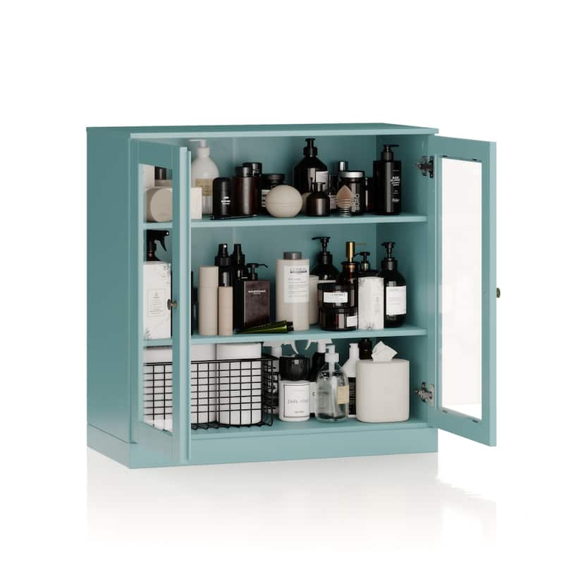Palace Imports 100% Solid Wood 32" Bathroom Cabinet with Clear Glass Doors and Adjustable Shelves