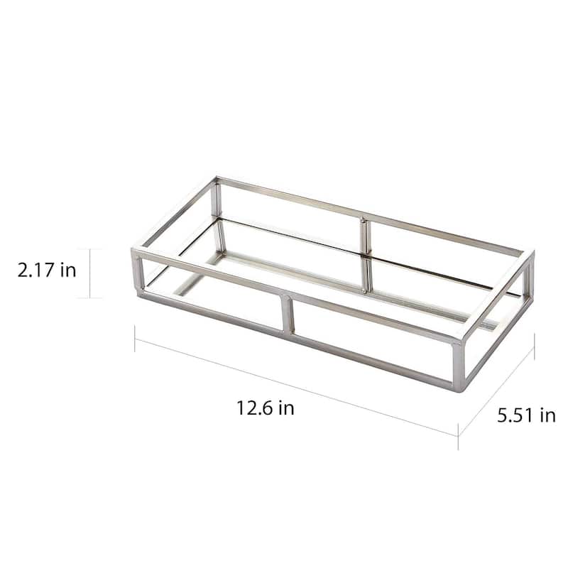 Silver Orchid Costello Medium Rectangle Mirror Tray - 12.60" x 5.51" x 2.17"H