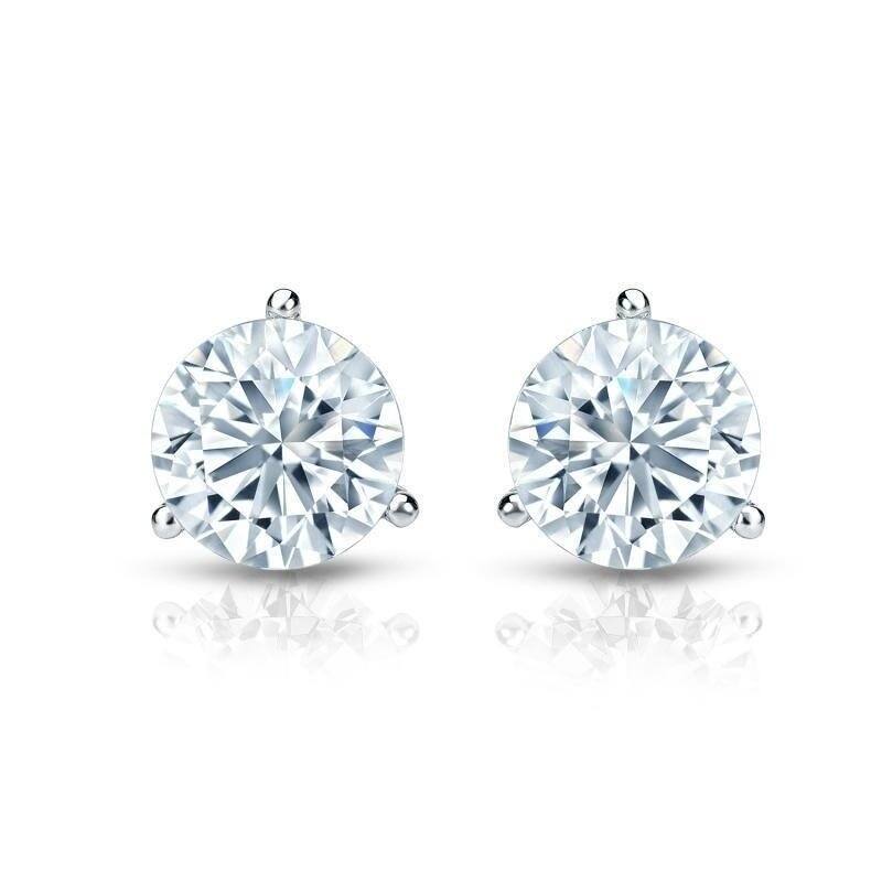 Round 1 3/4ct TDW Certified Martini Diamond Stud Earrings in 18kt Gold by Auriya