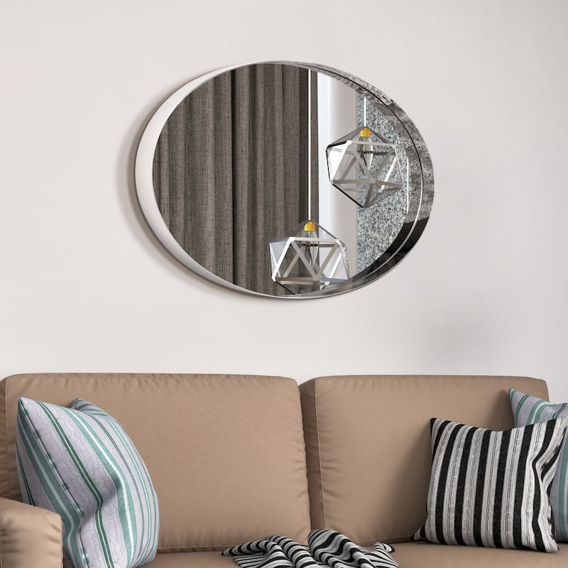 Ultra Stainless Steel Oval Wall Mirror- 24"x36"