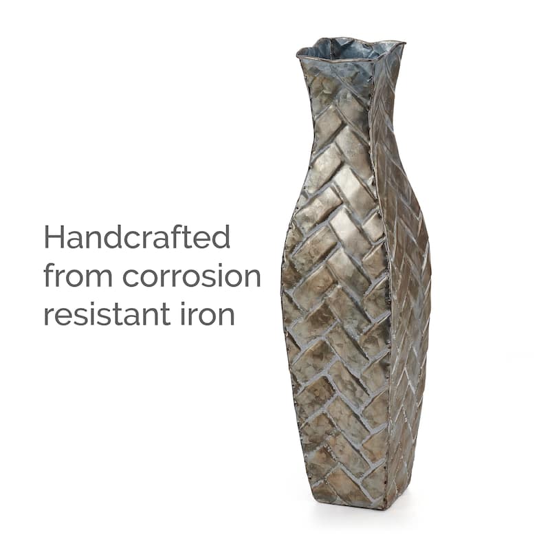 Elements Champagne Weave Metal Vase, 17 Inch