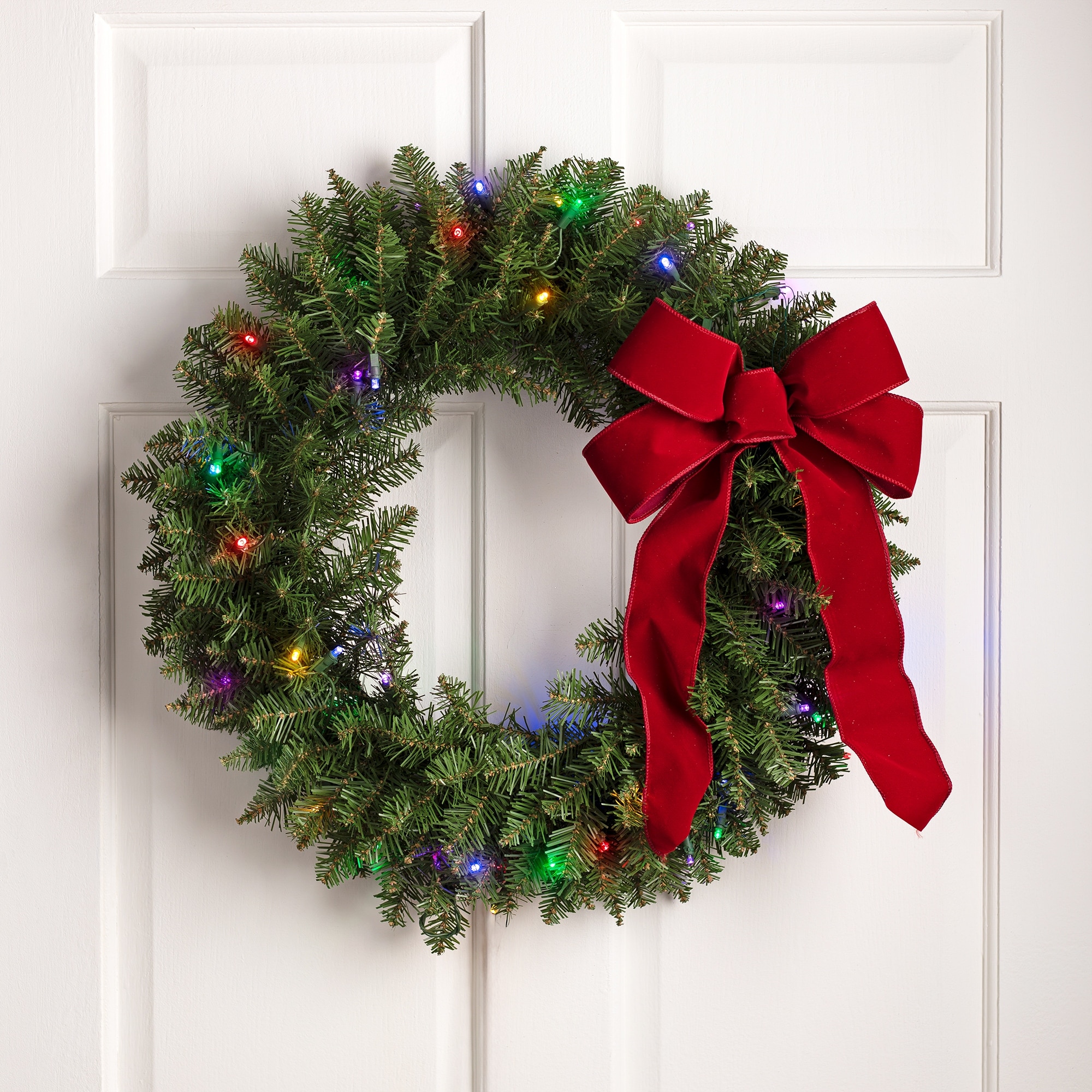 24" Pre-Lit Northern Pine Artificial Multi-Color LED Lights Christmas Wreath