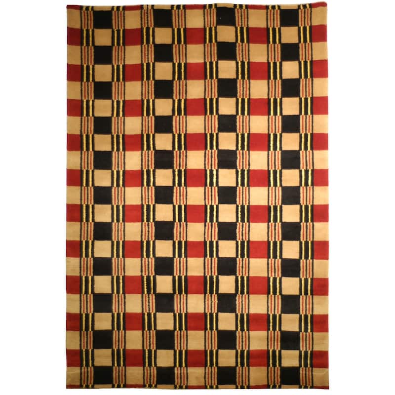 SAFAVIEH Hand-knotted Lexington Germien Wool Rug - 5' x 8' - Red/Black