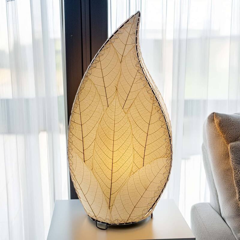 Eangee Handmade 24 Inch Leaflet Lamp, Cocoa Leaves Shade, 12 x 6 x 24 in. - 12 x 6 x 24
