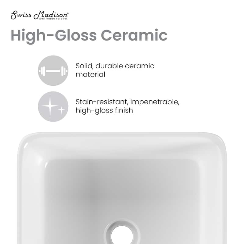 Swiss Madison SM-VS340 Adour 14-15/16" Square Ceramic Vessel Bathroom