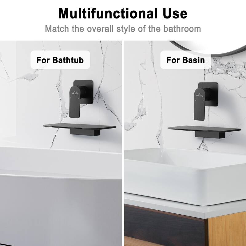 Waterfall Faucet 1-Handle Wall Mount Lavatory Faucet Mixer Tap