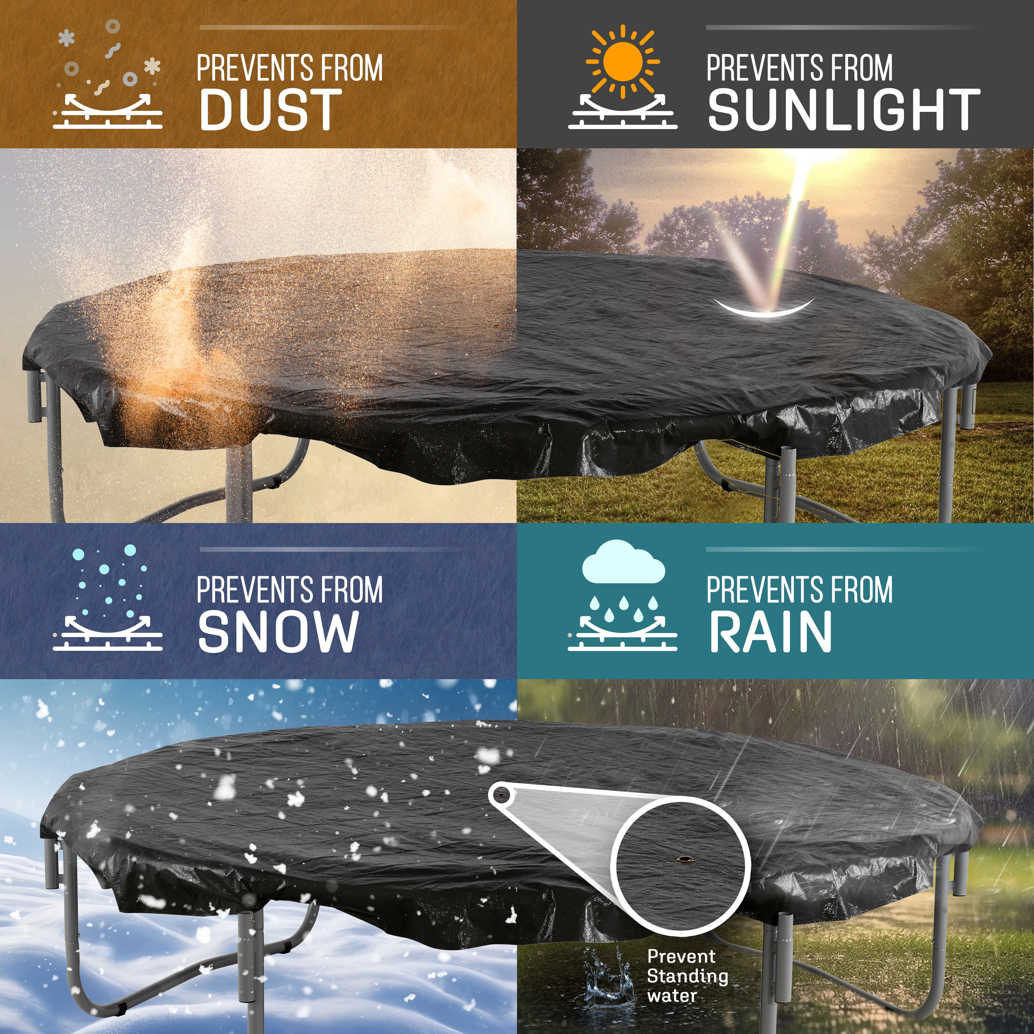 Machrus Upper Bounce 15ft Round Trampoline Weather Cover Weather Resistant Trampoline Protective Cover Bed Bath Beyond 7511821