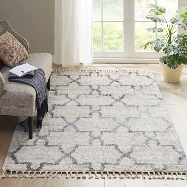 Shop Madison Park Chastain Cream Grey Vigo Geo Shag Area Rug Overstock 30531693 8 X 10