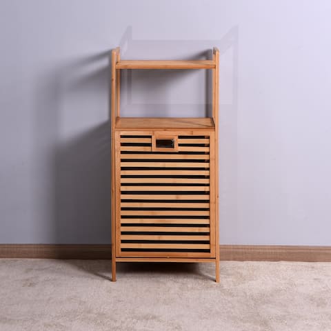 Bathroom Laundry Basket Bamboo Storage Basket with a Drawer