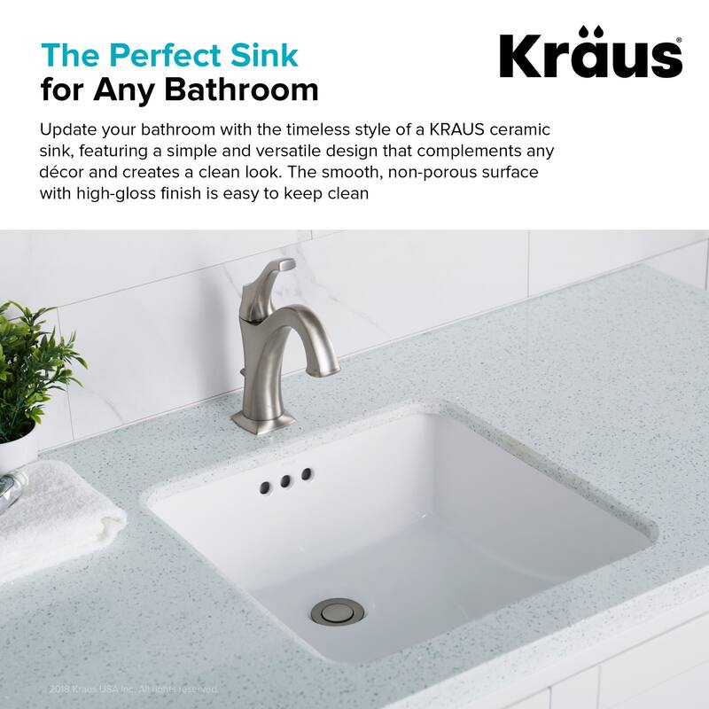 Kraus Elavo 17" Vitreous China Undermount Bathroom Sink with Overflow