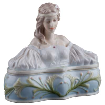 Charis 6.3" width LADY'S BUST TRINKET BOX multicolor Fine Porcelain