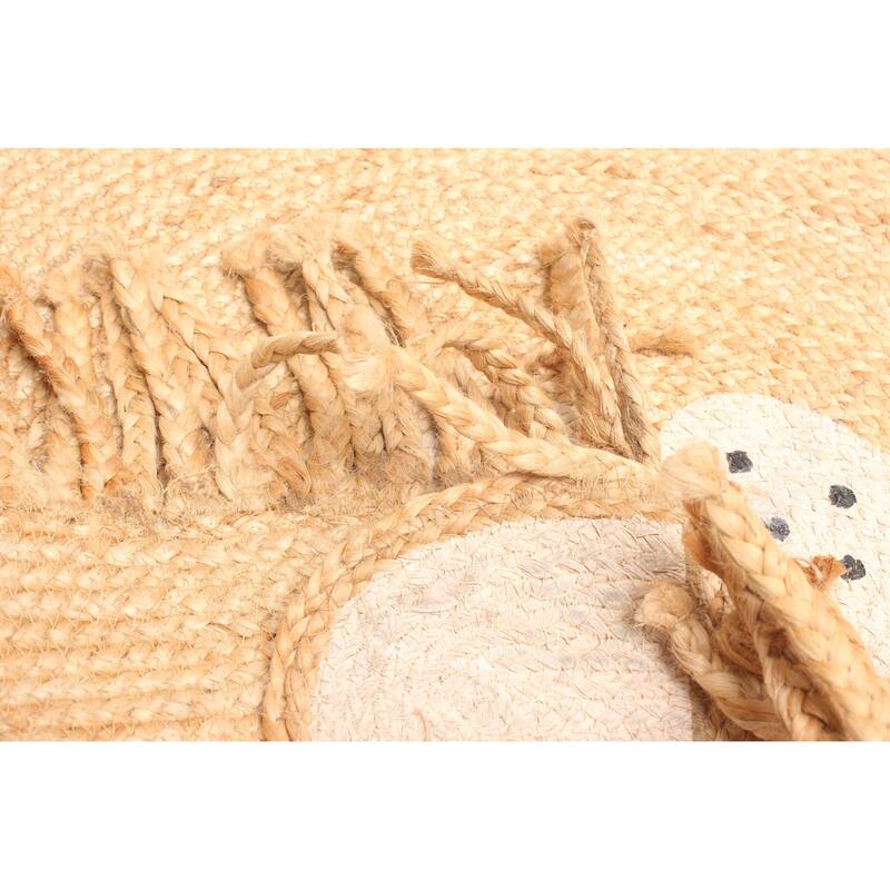 ECARPETGALLERY Braided Weave Palas Denizli Light Brown Jute Rug - 3'1 x 3'1