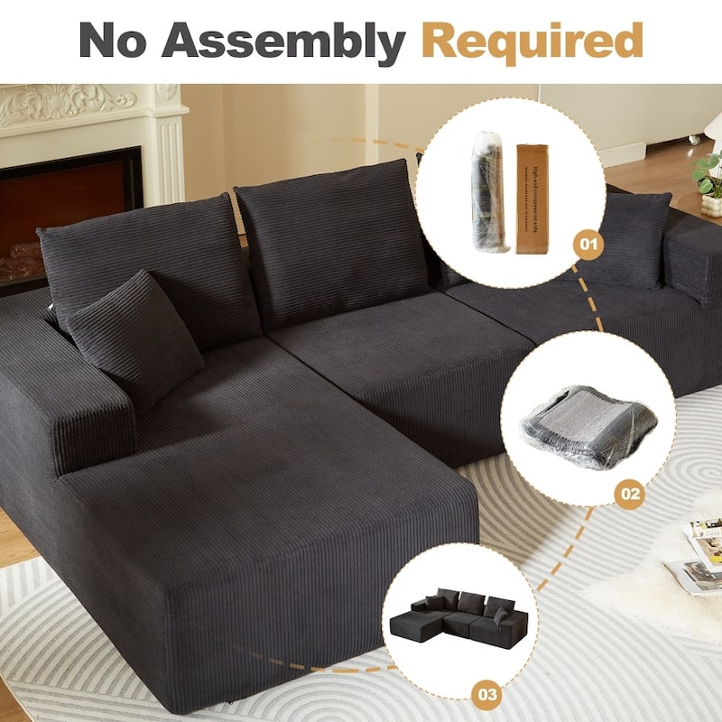 108.30" Modular Sectional Sofa with Chaise andb Deep Seat