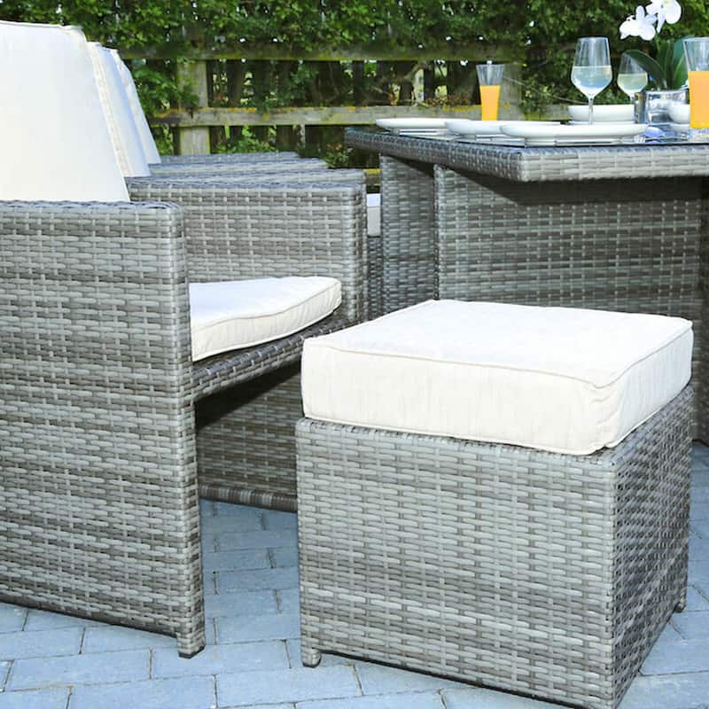 Abrihome 11-piece Outdoor Rattan Wicker Dining Table and Chairs Set