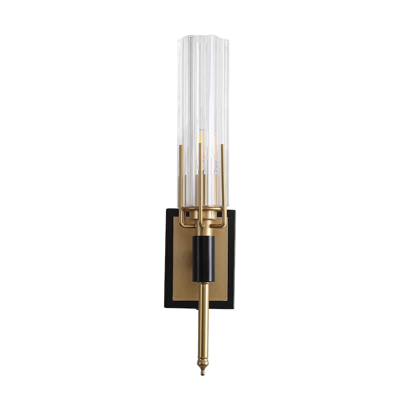 Black and Gold Wall Sconce with Clear Glass Shade E12 Base