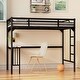 preview thumbnail 3 of 8, Black Twin Size Metal Loft Bed with Desk and Guardrails