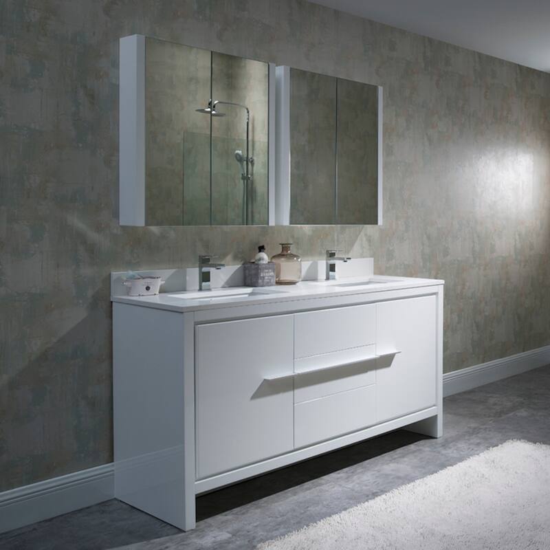 Solid Wood Bathroom Vanity with Mirror Medicine Cabinet