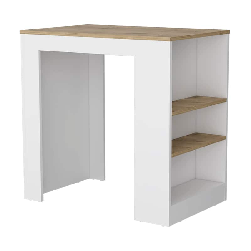 Kitchen Bar Table with Open Storage Shelves, Durable Construction, and Compact Design for Small Spaces and Dining Areas